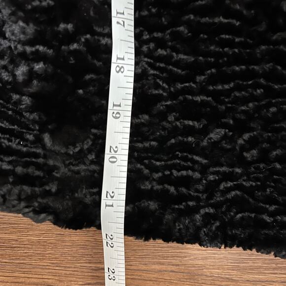 90’s Vintage Cejon Black Faux Fur Lambswool Glam Goth Waist Length Coat Jacket M - Picture 7 of 8